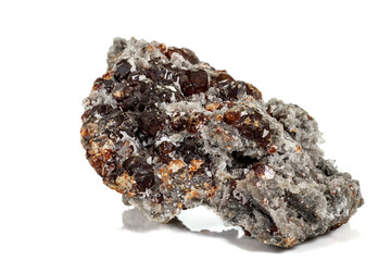 Macro stone mineral Sphalerite on a white background