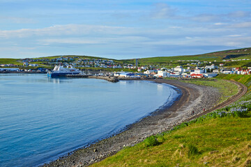 Harbour in the Northern sea port and fishing village of Husavik