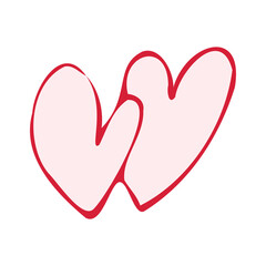 heart contour hand drawing with a brush background. Love pattern, postcard, heart abstract background. vector of hearts with Valentine's Day 14 February. Background for invitations and scrapbookin