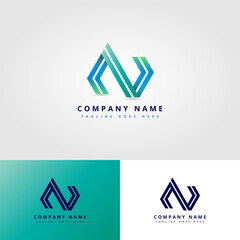 Letter N Logo, Square Shape Symbol, Green And Blue Colour, Technology And Digital Abstract Logo Template.