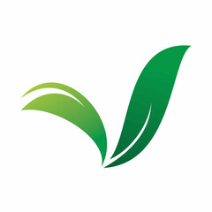 letter v nature leaf logo design