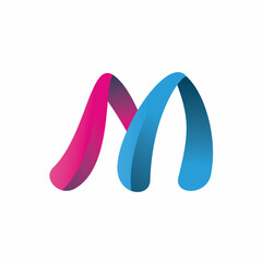 3d gradient color letter m logo design