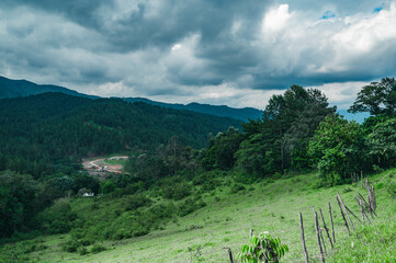 Fototapeta na wymiar Gorgeous mountains tropical landscape before rain