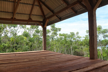 Fototapeta na wymiar wooden house terrace in progress