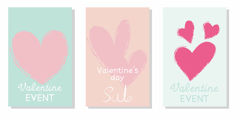Set of Valentine's day event, sale frames. Valentine promotion, banner, event vector template collection.
Vector illustration.