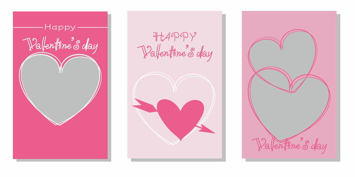  Set of Valentine's day decoration photo frames. Valentine promotion, banner, event vector template collection. Vector illustration.