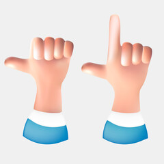3d hand icon set. Vector realistic gesture illustration.