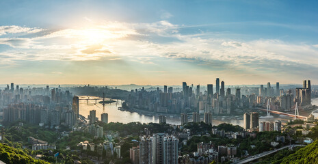 Fototapeta premium Panoramic skyline and modern commercial buildings in Chongqing, China.