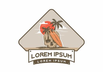 Surfing board and skull illustration