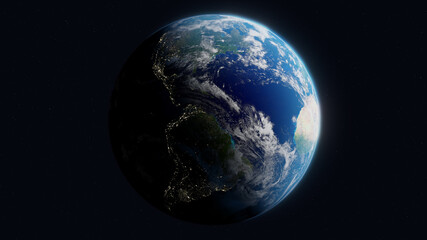 Planet Earth in space with night and city light view. Elements of this image furnished by NASA.