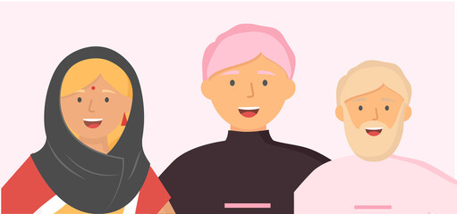 Multiethnic group of people standing together community and togetherness concept, diversity portrait. Characters men and women isolated on white. Crowd community. Social diversity friends or relatives