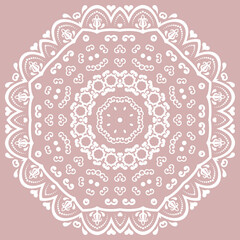 Oriental white octagonal pattern with arabesques and floral elements. Traditional white classic ornament. Vintage pattern with arabesques