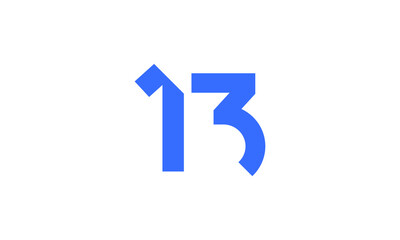 13 New Number Unique Cut Modern Logo