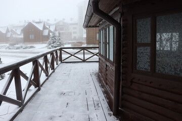 snowy morning in belarusian village
