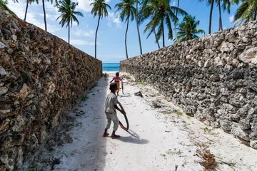 Crédence de cuisine en verre imprimé Plage de Nungwi, Tanzanie Matemwe Beach on the northeastern coast of Zanzibar Island is perfectly situated opposite the spectacular diving and snorkelling reefs of the Mnemba