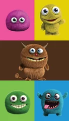 Fotobehang Baby carpet design with cute monster characters © Yasser Darozy