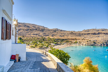 Fototapeta na wymiar Lindos, Rhodes island, Greece, HDR Image