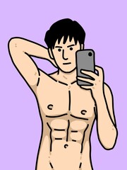 Fototapeta premium cute man cartoon on pink background