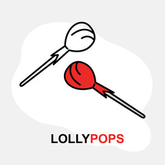 Lollipop line icon and colored vector art illustration