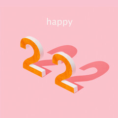 text happy 22 on a pink background