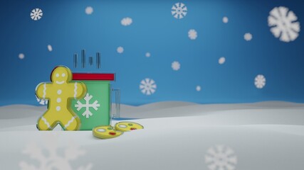 Christmas hot drink with gingerbread man