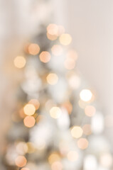 Blurred defocused bokeh background of Christmas tree