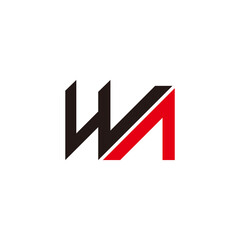 letter wa simple geometric line colorful design logo vector