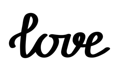 Hand drawn lettering Love isolated on white background. Valentine's day vector illustration