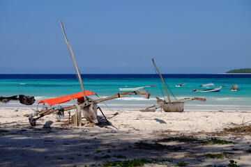 Fototapeta na wymiar Dhow at Muyuni beach in Zanzibar