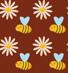 bee and flowers background