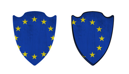 World countries. Shield symbol in colors of Euope Union flag.