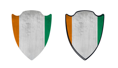 World countries. Shield symbol in colors of national flag. Ivory Coast