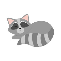 A cute cartoon sleeping raccoon kid art
