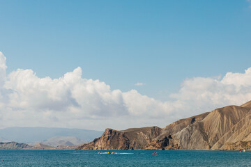 beautiful landscape of the sea mountain and blue sky