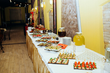 Fruits and desserts at the buffet.