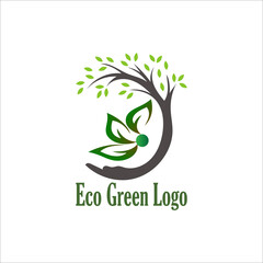 Green leaf icon eco logo vector design minimalist template element. Design Garden, Plant, Nature and Ecology vector logo