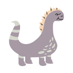 Dinosaur isolated on white background.Predatory extinct lizard in flat style for kids or baby textiles. Vector illustration.