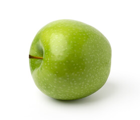 fresh green apple fruit isolated on white background, with clipping path, single..