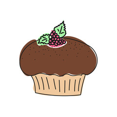chocolate cupcake with berry