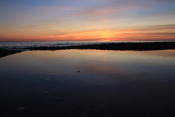 Agon-Coutainville, Normandie, France - coucher de soleil, mer, oiseaux