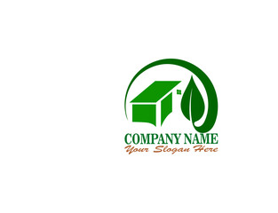Eco Friendly Green house Logo. Vector Design