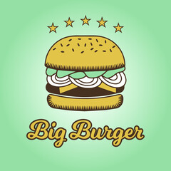 Retro Vintage Big Burger Illustration
