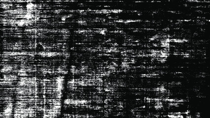Monochrome texture composed of irregular graphic elements. Distressed uneven grunge background. Abstract vector illustration. Overlay for interesting effect and depth. Isolated on white background.