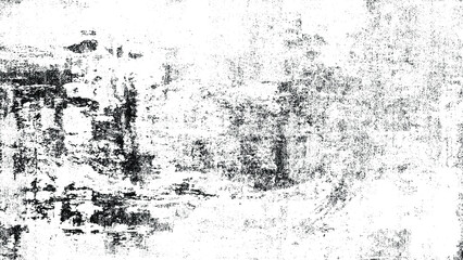 Fototapeta na wymiar Monochrome texture composed of irregular graphic elements. Distressed uneven grunge background. Abstract vector illustration. Overlay for interesting effect and depth. Isolated on white background.