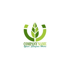 Vector leaf logo, green clean eco icon tree growth. Abstract leaf symbol logo