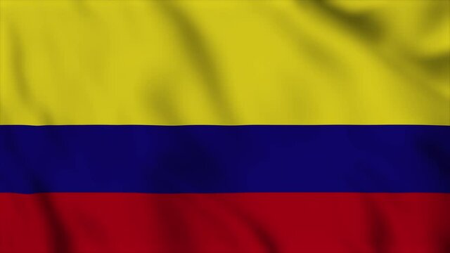 Colombia national flag close-up waving slow motion video animation. Flag Blowing Close Up. Flags Motion Loop HD.