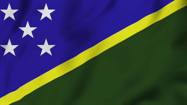 Solomon Islands national flag close up waving slow motion video animation. Flag Blowing Close Up. Flags Motion Loop HD.