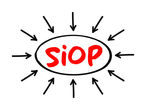 SIOP - Sales Inventory Operations Plan acronym text with arrows, concept for presentations and reports