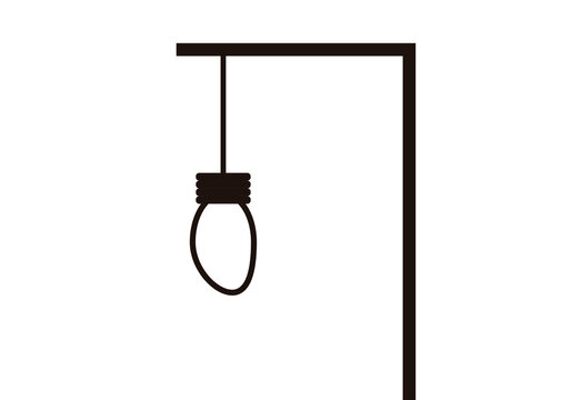 Icono negro de horca con cuerda en fondo blanco.