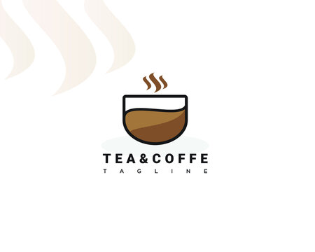 coffee and tea logo design. coffee logo design, tea logo design, coffee cup design, tea cup design. coffee icon design, tea icon design.